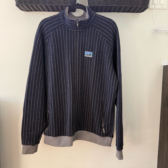 Men's Navy Pinstripe Wool Jacket - Picture 1 of 4